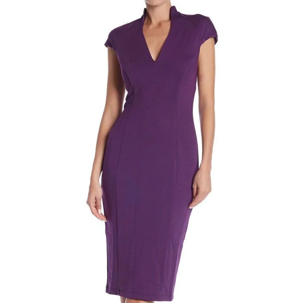 Alexia Admor Scuba Midi Sheath Dress size Large in Purple - NEW